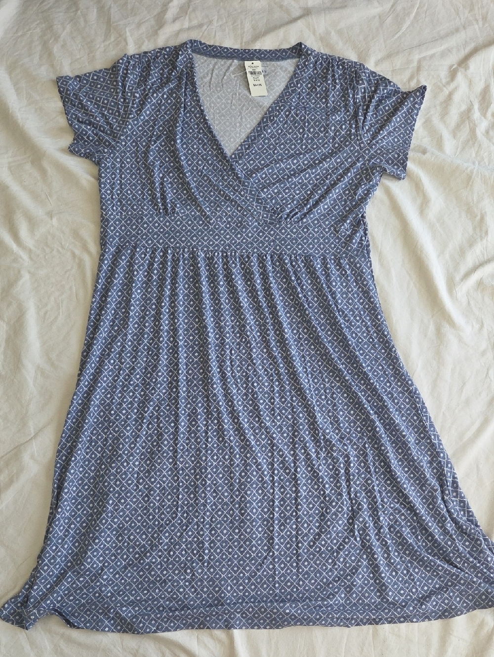 L.L. Bean Blue Geometric Midi Dress